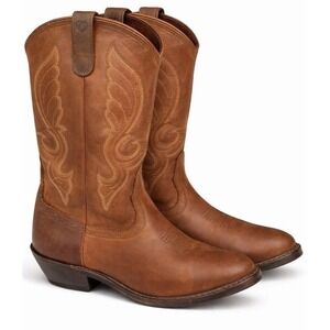 Shyanne Brown Leather Western Cowboy Boots Embroidered Mid Calf Women's Size 8